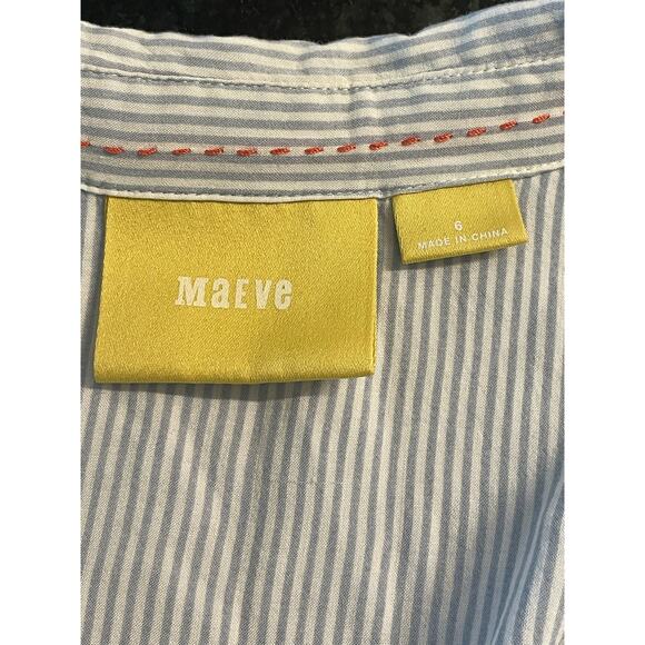 Anthropologie MAEVE size 6 oversized sleeveless blue stripe blouse30 - Picture 5 of 9